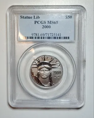 2000 Statue of Liberty Platinum 1/2 oz. $50 Coin MS-69 (PCGS) - $2.5K APR Value w/ CoA! ✿✓