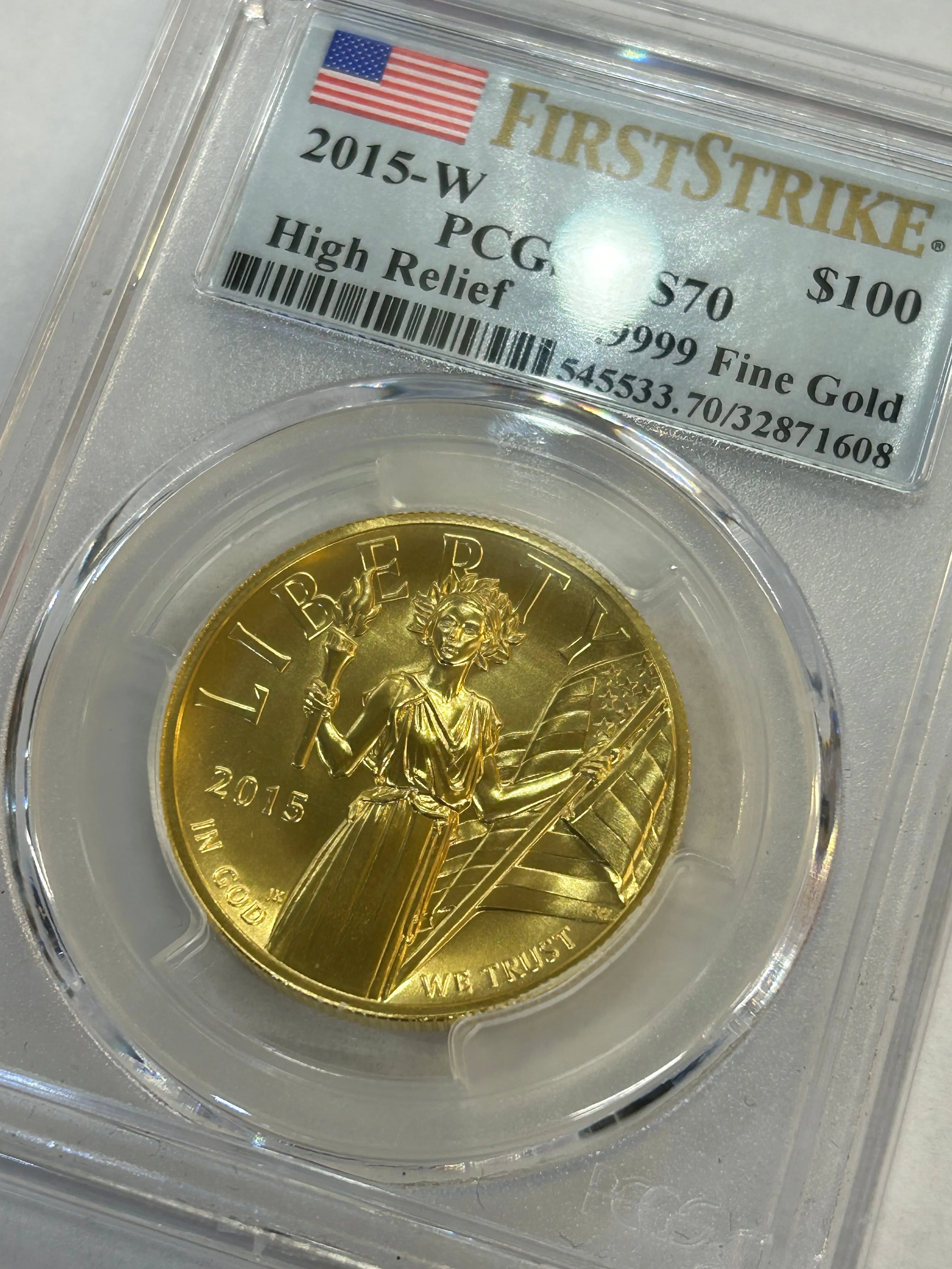 2015-W MS70 PCGS HIGH RELIEF LIBERTY $100 UNC. PURE GOLD COIN - $5K APR w COA!!!
