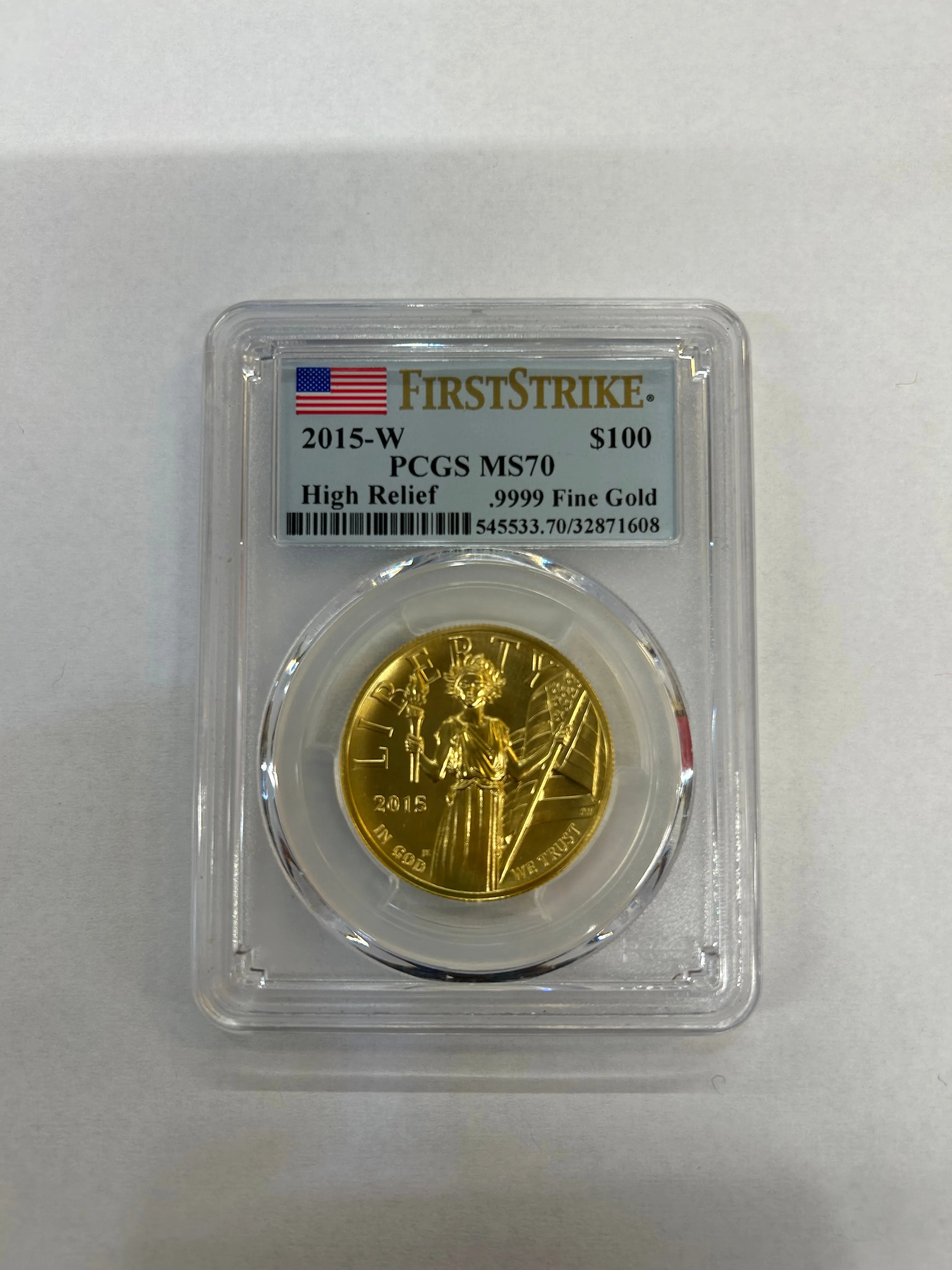 2015-W MS70 PCGS HIGH RELIEF LIBERTY $100 UNC. PURE GOLD COIN - $5K APR w COA!!!