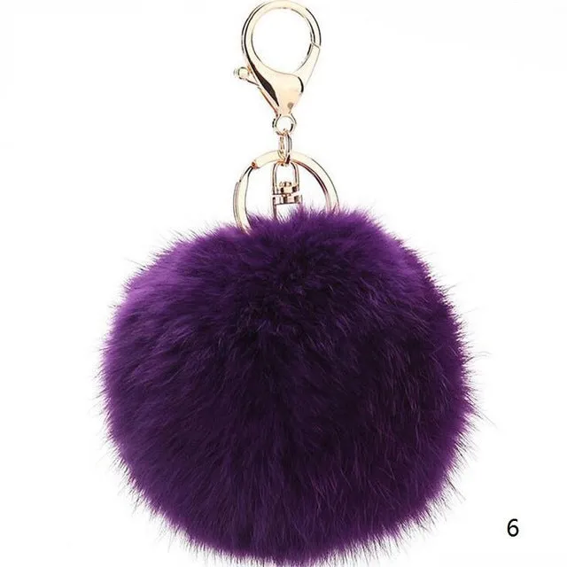 2016 Fashion 13 Colors Rabbit Fur Keychain Ball PomPom Cell Phone Car Keychain Pendant Handbag Gold/Silver Metal Charm Key Ring