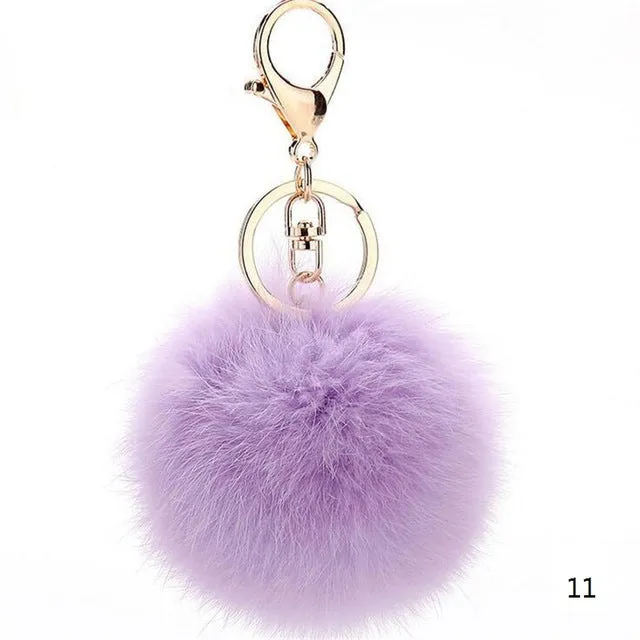 2016 Fashion 13 Colors Rabbit Fur Keychain Ball PomPom Cell Phone Car Keychain Pendant Handbag Gold/Silver Metal Charm Key Ring