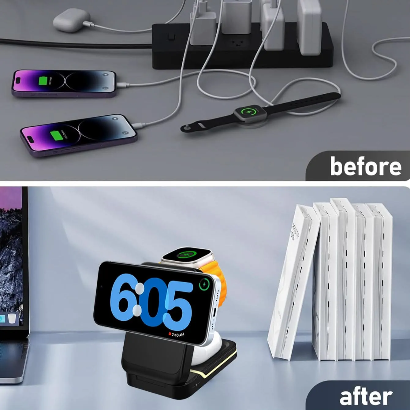 3-in-1 Foldable Wireless Charging Stand - Fast Charging Station