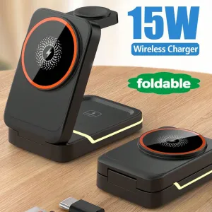 3-in-1 Foldable Wireless Charging Stand - Fast Charging Station