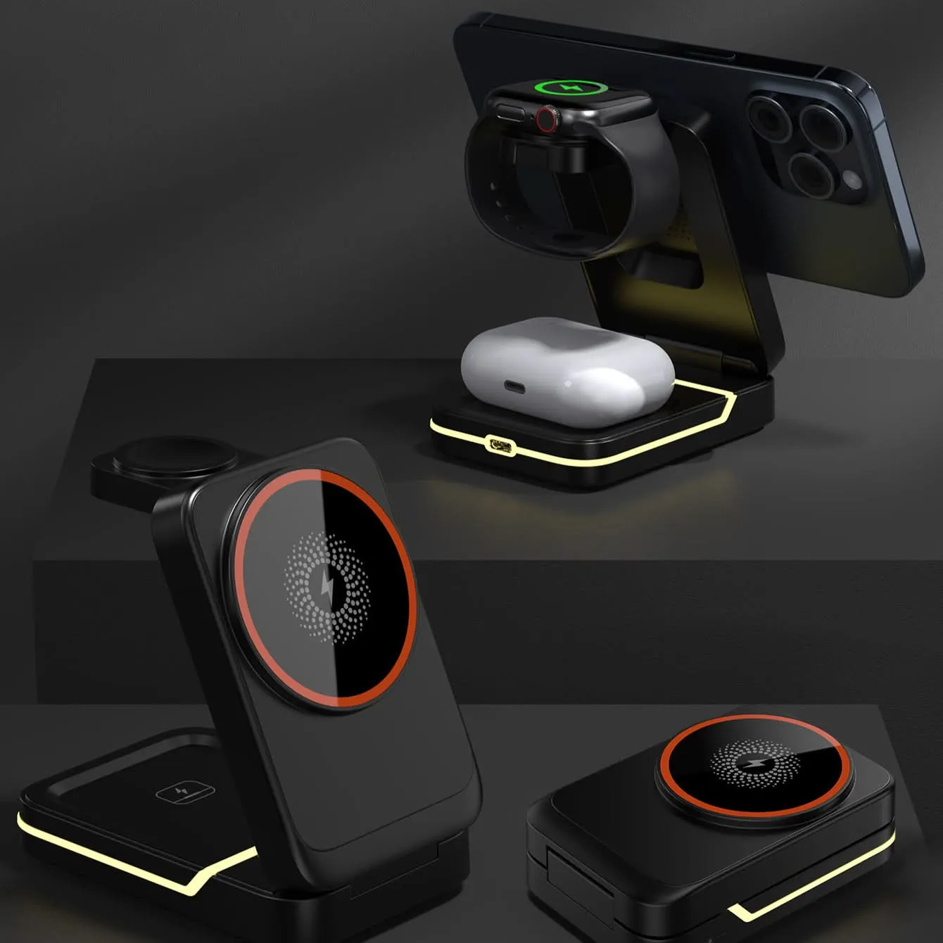 3-in-1 Foldable Wireless Charging Stand - Fast Charging Station