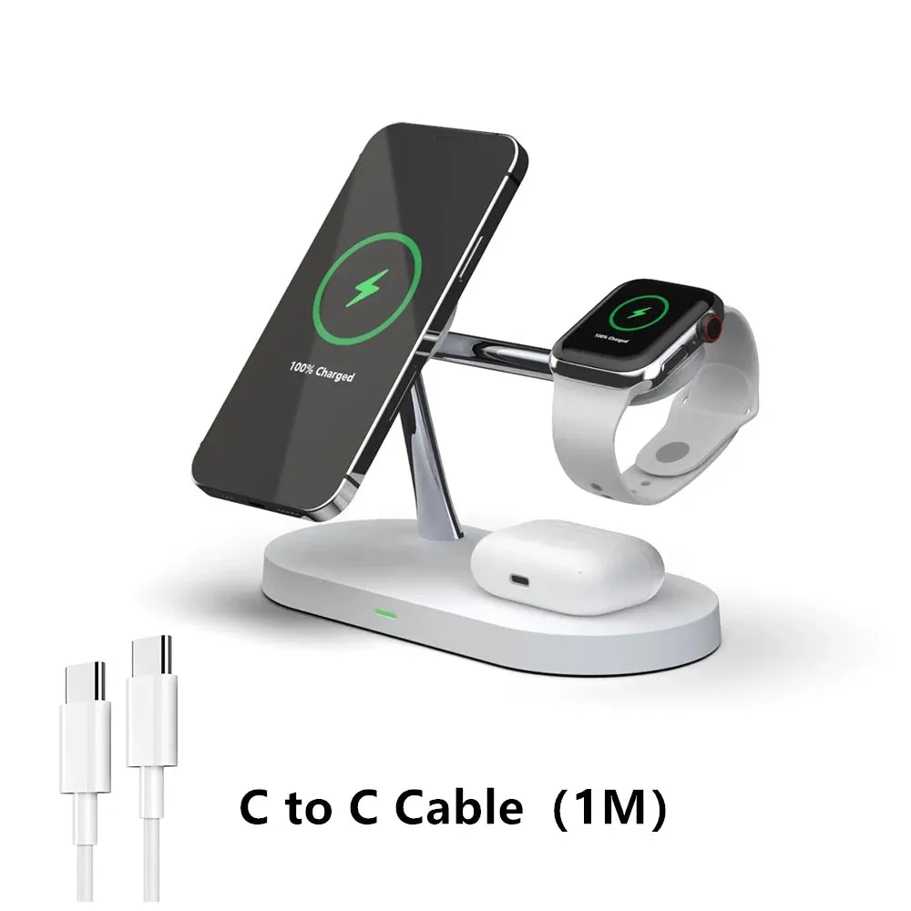 3-in-1 Wireless Charger Stand for iPhone 12/13/14/15/16, Apple Watch 4-10, AirPods 2/3/Pro – Fast Charging Station with LED Light & Charging Indicator