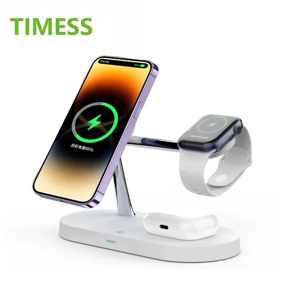 3-in-1 Wireless Charger Stand for iPhone 12/13/14/15/16, Apple Watch 4-10, AirPods 2/3/Pro – Fast Charging Station with LED Light & Charging Indicator