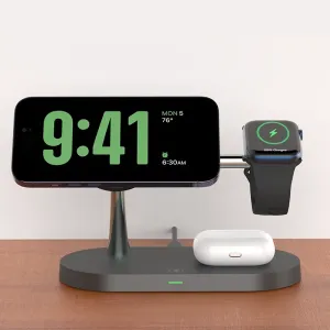 3-in-1 Wireless Charger Stand for iPhone 12/13/14/15/16, Apple Watch 4-10, AirPods 2/3/Pro – Fast Charging Station with LED Light & Charging Indicator