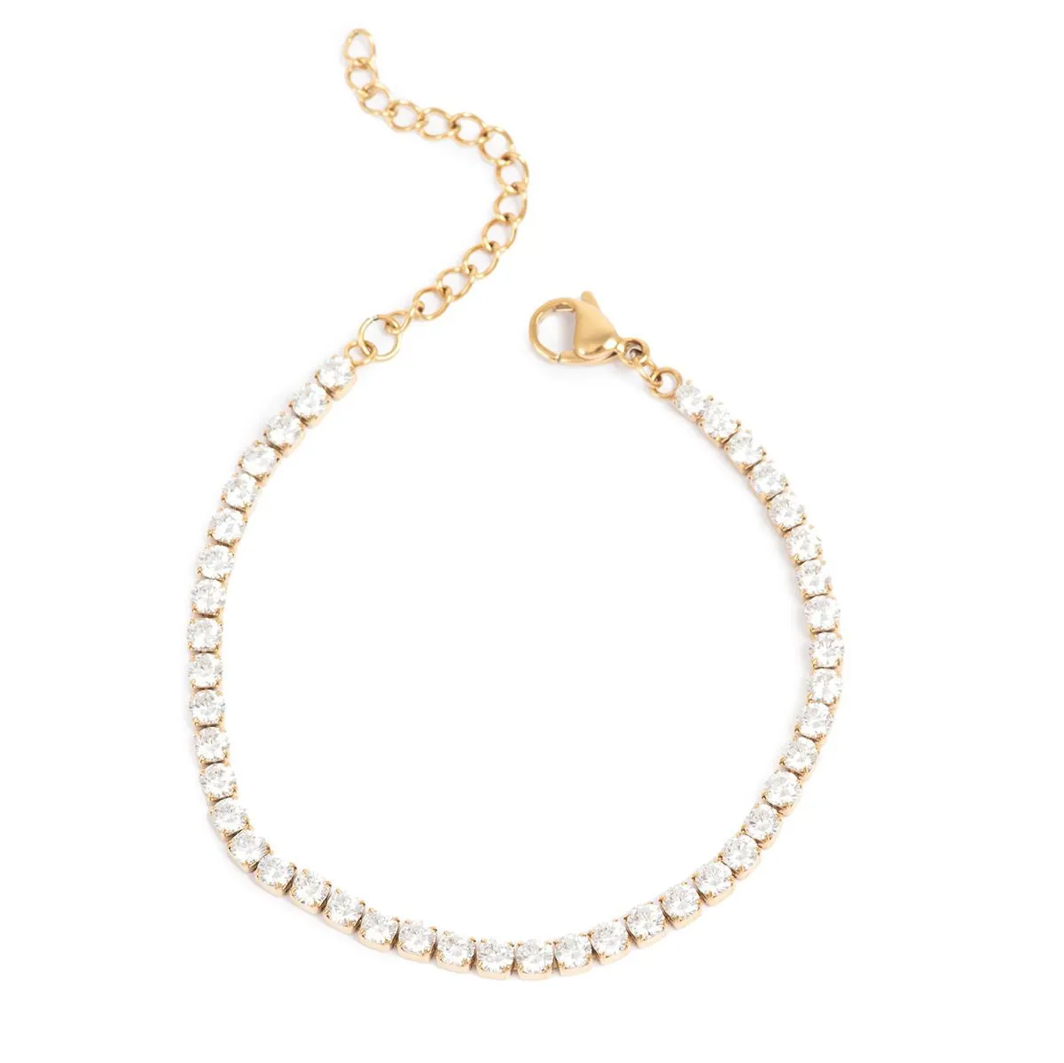 3046-0086 Steel Crystal Bracelet - Gold