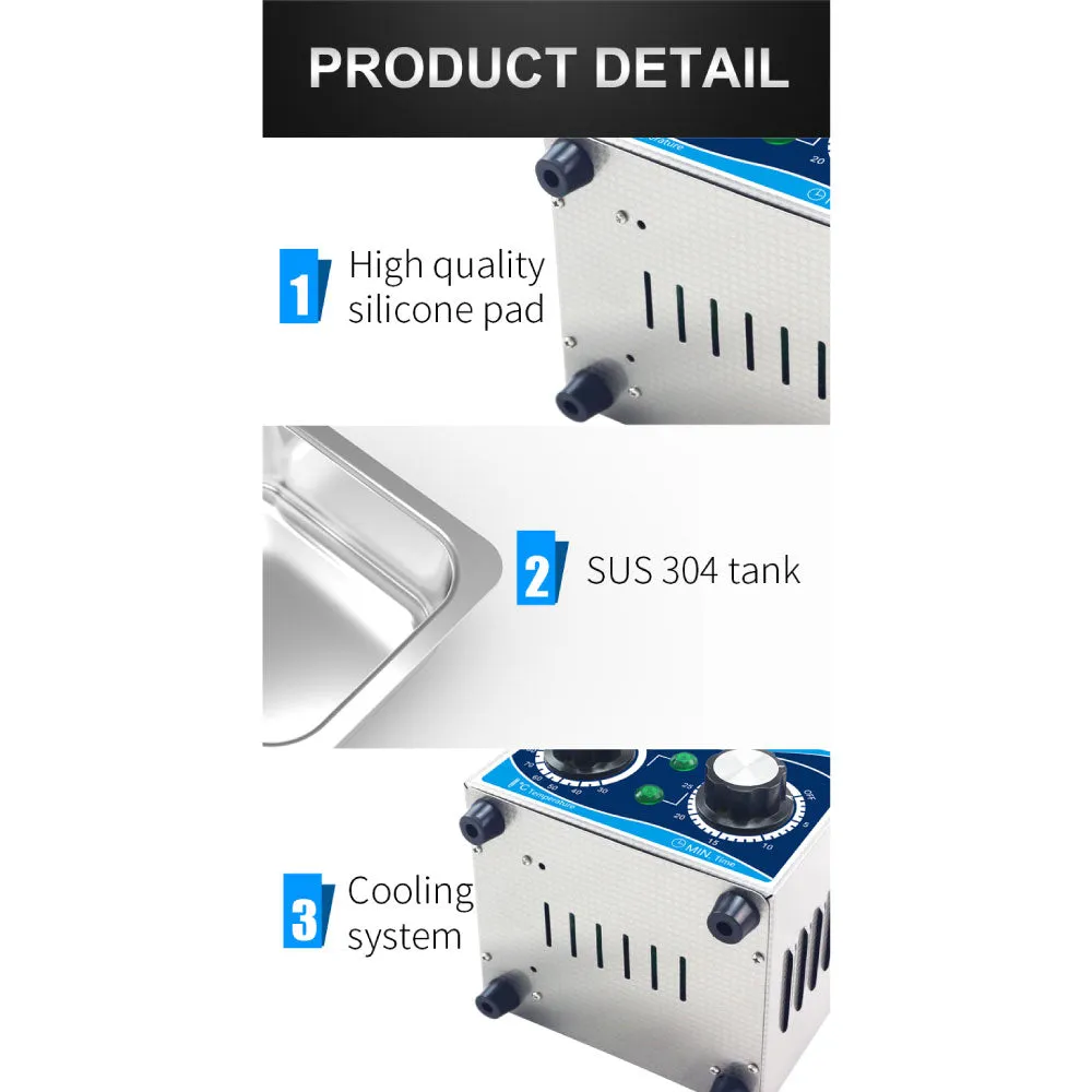 3.2L Digital Ultrasonic Cleaner | Jewelry & Parts Cleaning | Ultra Sonic Bath with Degas Function