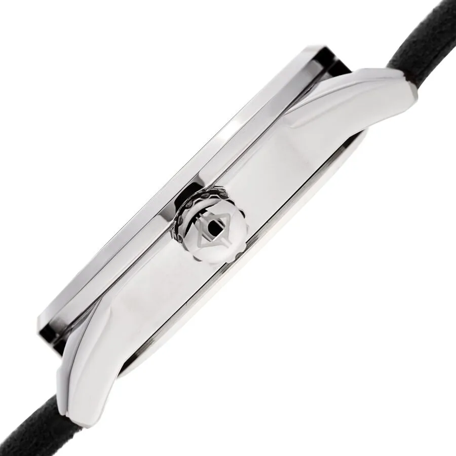 Akribos Xxiv Quartz Silver Dial Black Leather Men's Watch AK1029BK