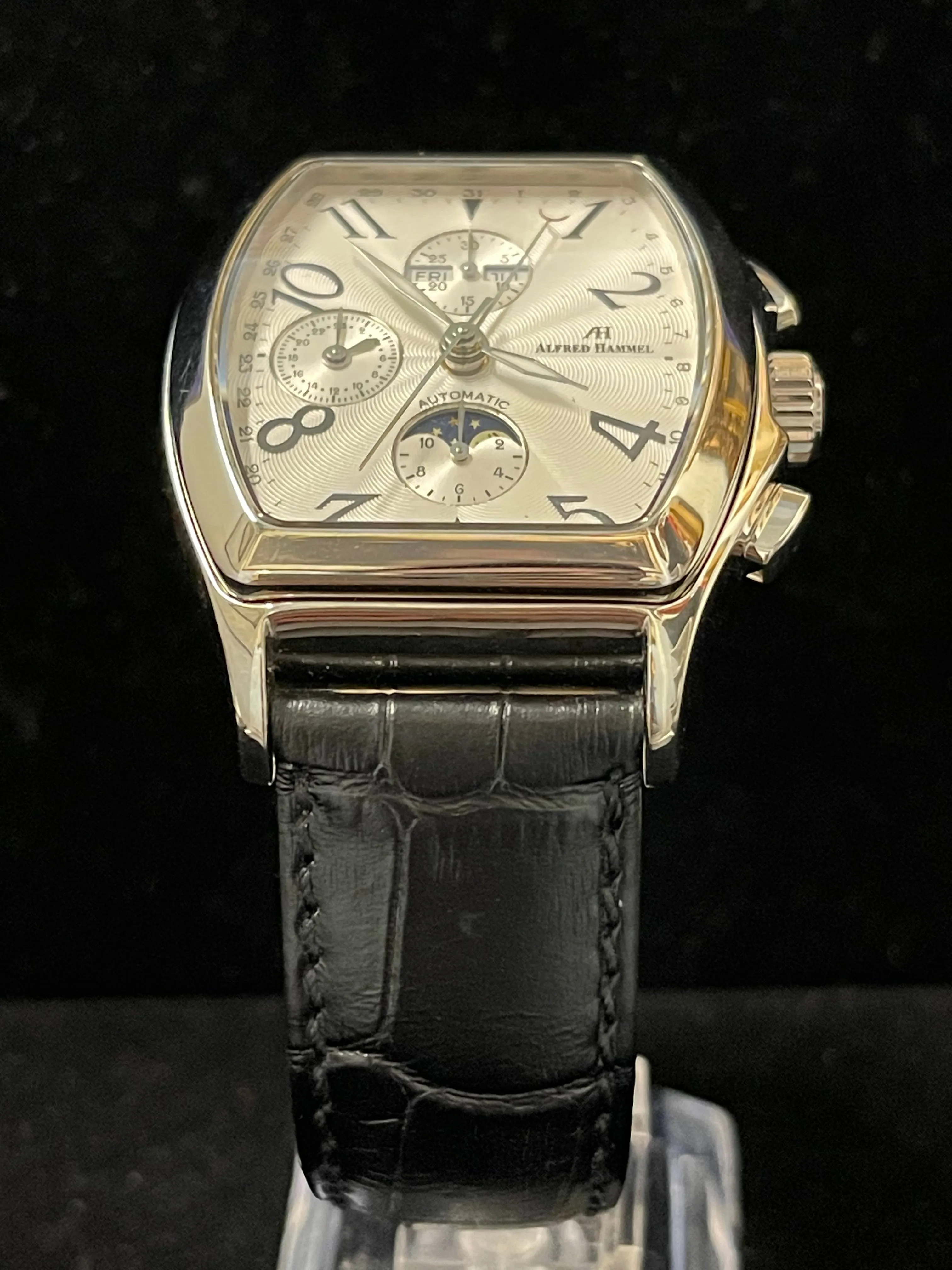 Alfred Hammel Jumbo Chronograph SS Automatic Men's Wrist Watch - $10K APR w/ COA