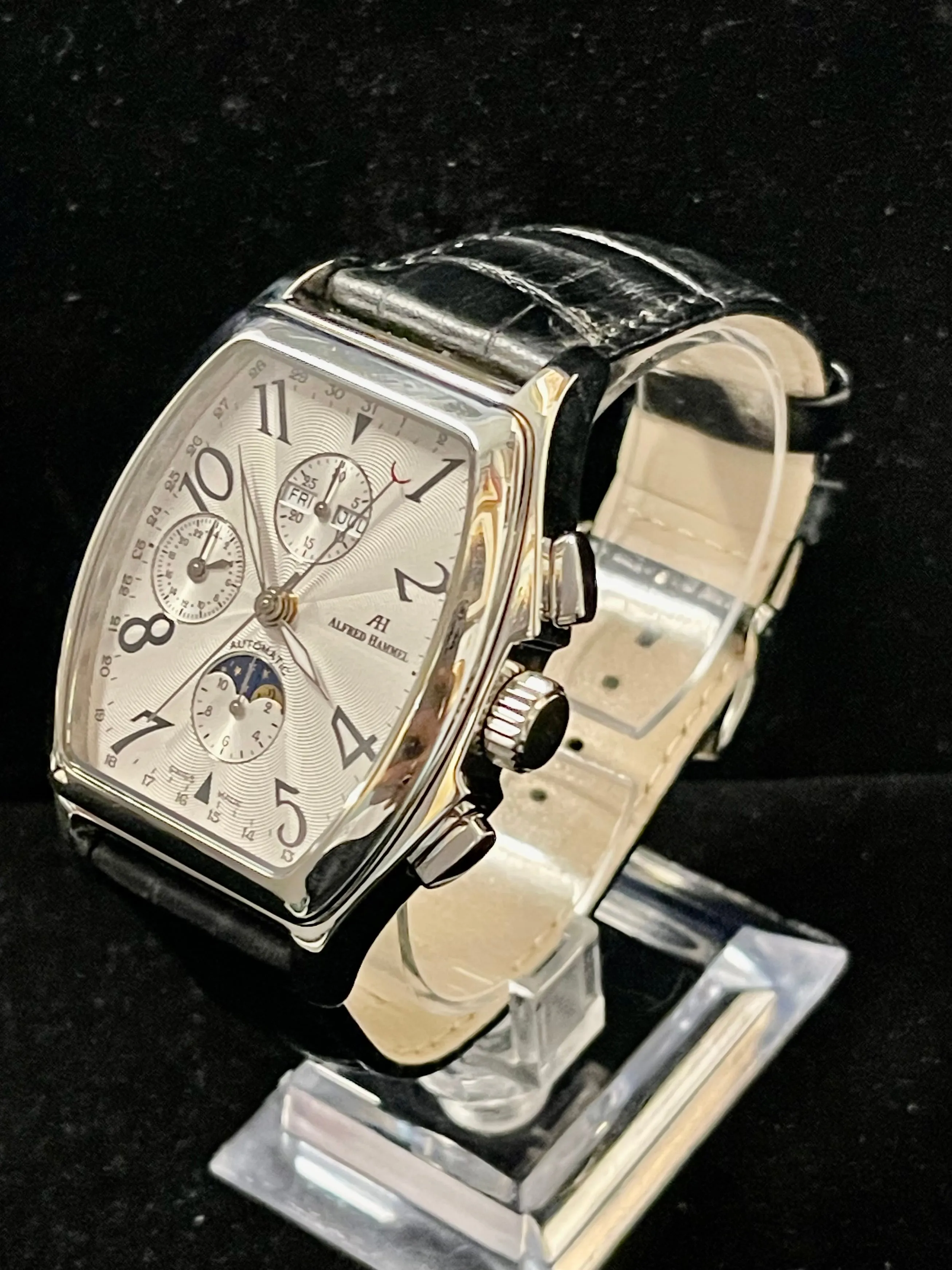 Alfred Hammel Jumbo Chronograph SS Automatic Men's Wrist Watch - $10K APR w/ COA