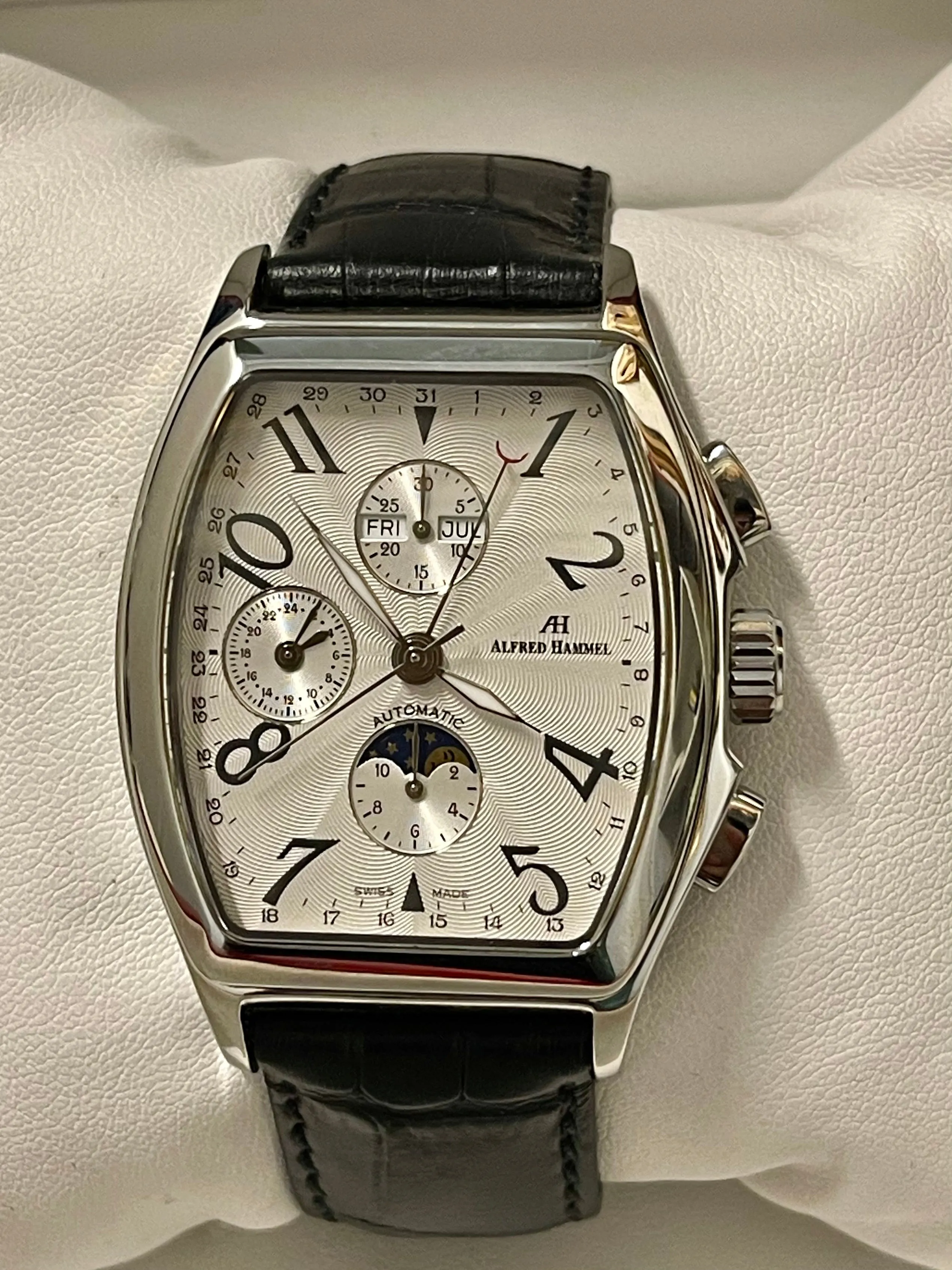 Alfred Hammel Jumbo Chronograph SS Automatic Men's Wrist Watch - $10K APR w/ COA