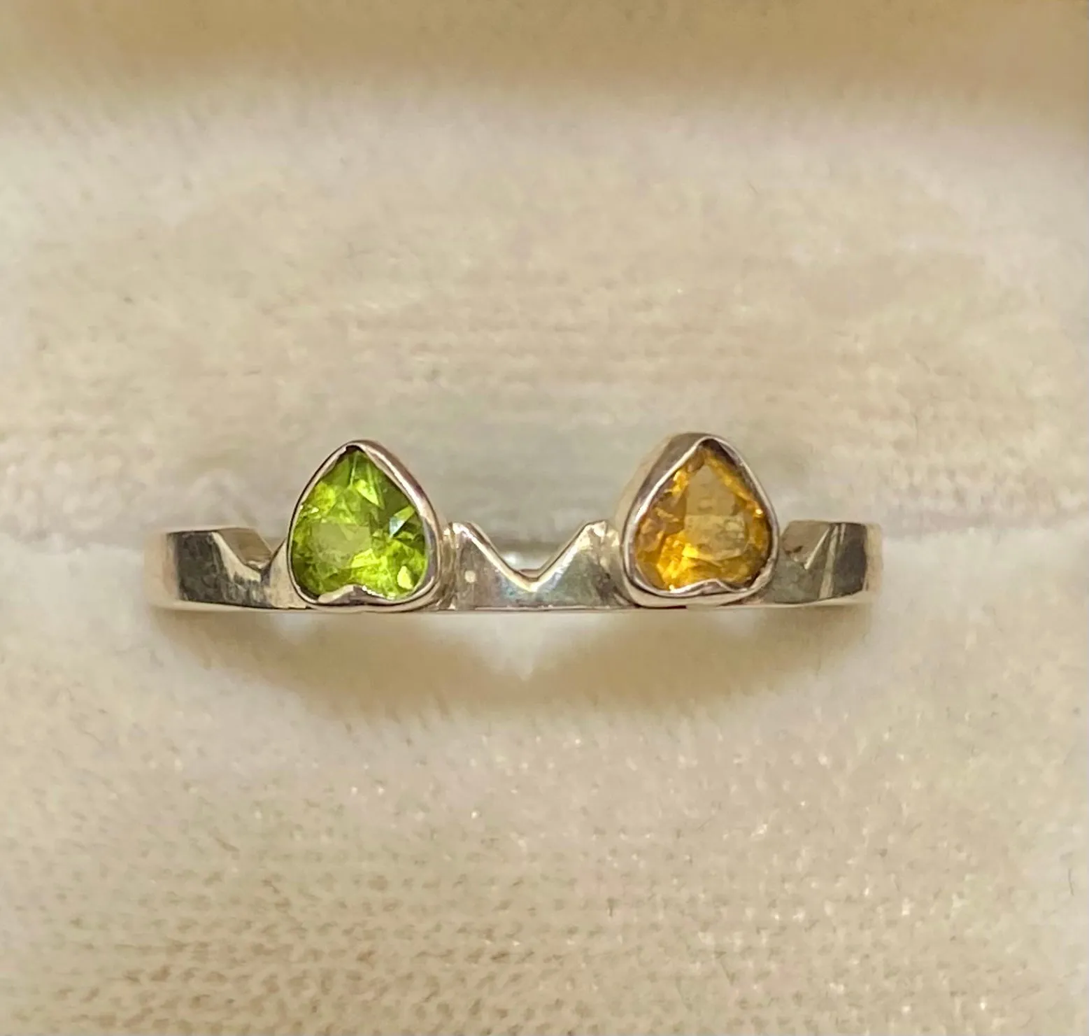 Amazing Sterling Silver with Amethyst, Peridot, Aquamarine, Citrine, & Tourmaline Double Ring - $1.5K Appraisal Value w/CoA}