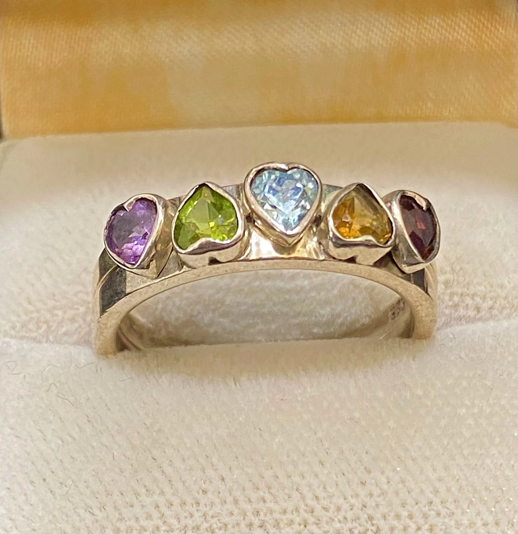 Amazing Sterling Silver with Amethyst, Peridot, Aquamarine, Citrine, & Tourmaline Double Ring - $1.5K Appraisal Value w/CoA}
