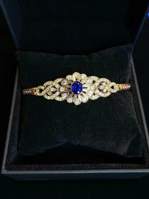 AMAZING Two-Color Rose/White Gold Sapphire & Diamond Bracelet - $20K APR Value w/ CoA!