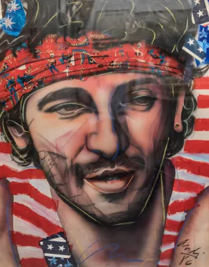 Andi, 'Bruce Springsteen, Signed Mixed Media on Paper, 1986 - CoA - & $30K APR Value! *