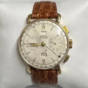 ANGELUS Chronodato Mechanical 18K Yellow Gold Triple Date Watch-$30K APR w/ COA!
