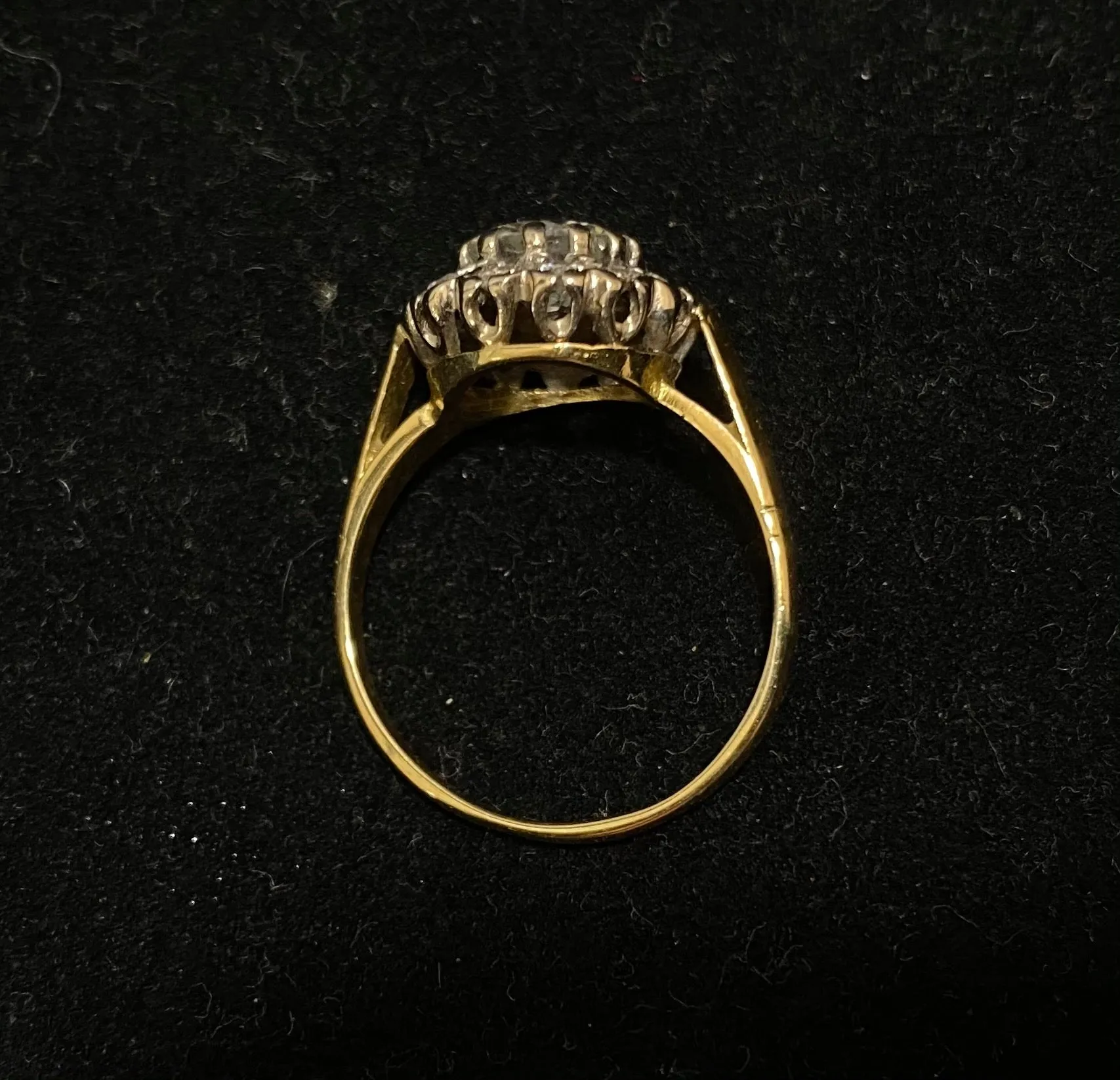Antique 1920's Design 18K Yellow Gold with 13 Diamonds Ring - $20K Appraisal Value w/CoA}