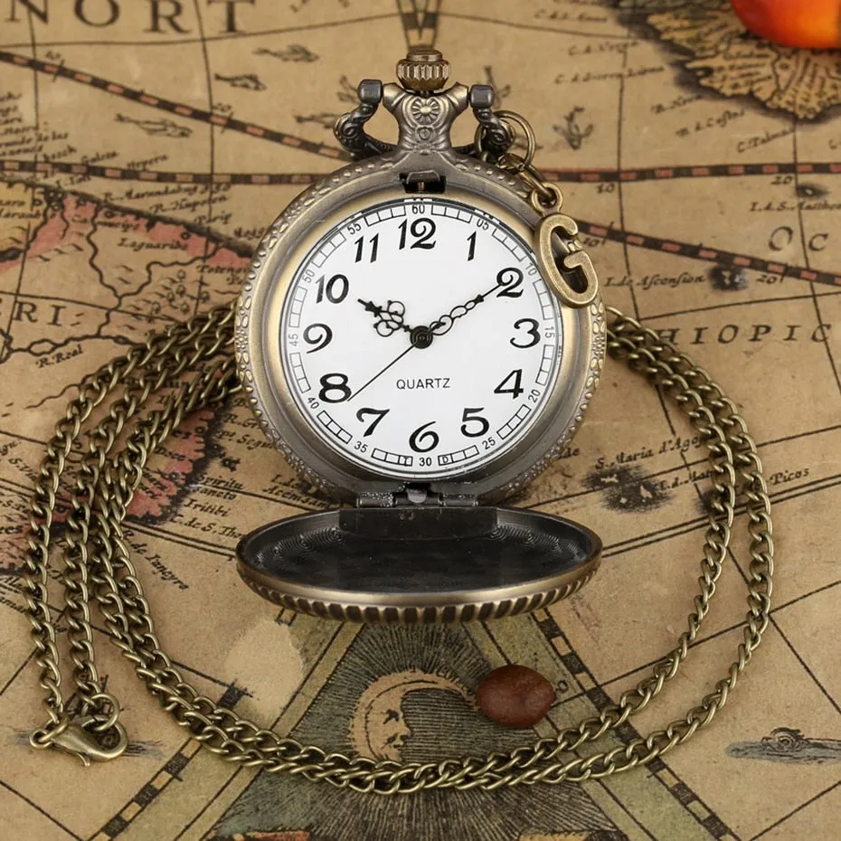 Antique Bronze Quartz Fob Clock Pendant Freemason  Pocket Watch