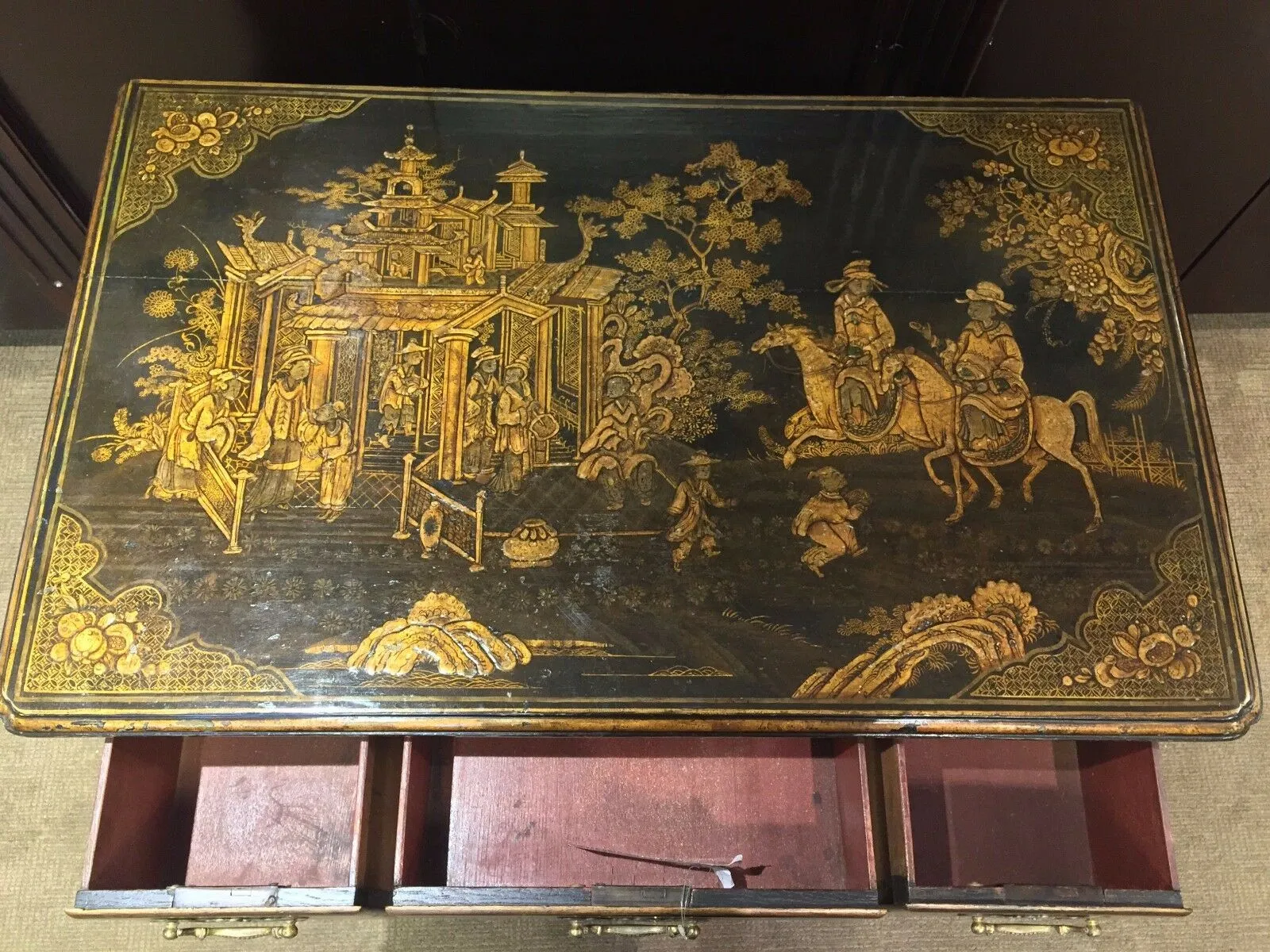 Antique Chinoiserie Wooden Desk Chippendale Style c. 1800s - Apr Value: $80K!*