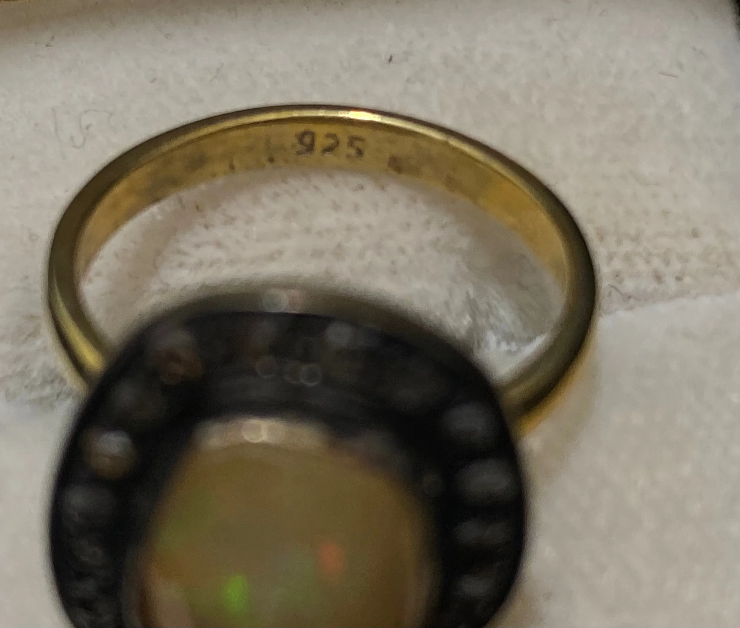 Antique Design Yellow Gold P& Sterling Silver with Opal & Diamonds Ring - $6K Appraisal Value w/CoA}