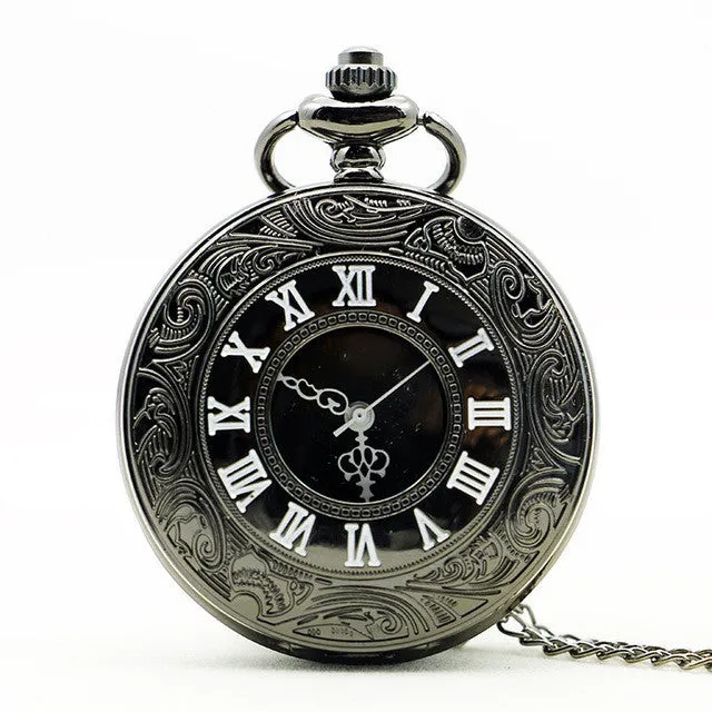 Antique Roma Number Pocket Watch Vintage Alloy Steampunk Bronze Necklace Pendant Chain relogio de bolso Gift Quartz Watch