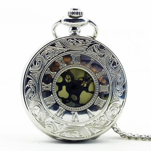 Antique Roma Number Pocket Watch Vintage Alloy Steampunk Bronze Necklace Pendant Chain relogio de bolso Gift Quartz Watch