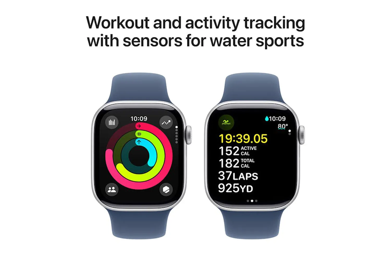 Apple Watch Series 10 | 42mm | Silver Aluminium Case Denim Sport Band S/M