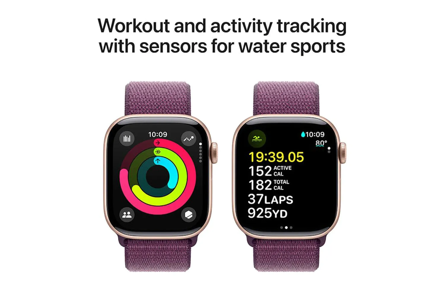 Apple Watch Series 10 | 46mm | Rose Gold Aluminium Case Plum Sport Loop
