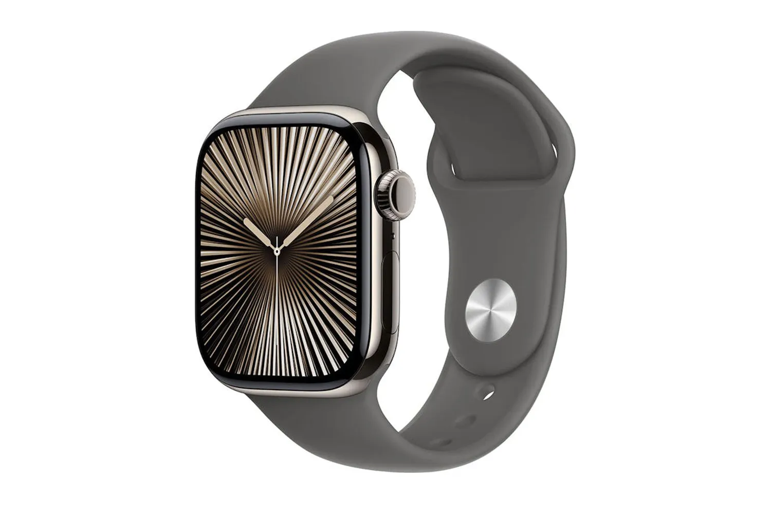 Apple Watch Series 10 GPS   Cellular | 42mm | Natural Titanium Case with Stone Grey Sport Band M/L