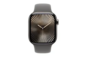 Apple Watch Series 10 GPS   Cellular | 42mm | Natural Titanium Case with Stone Grey Sport Band M/L