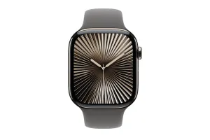 Apple Watch Series 10 GPS   Cellular | 46mm | Natural Titanium Case with Stone Grey Sport Band S/M