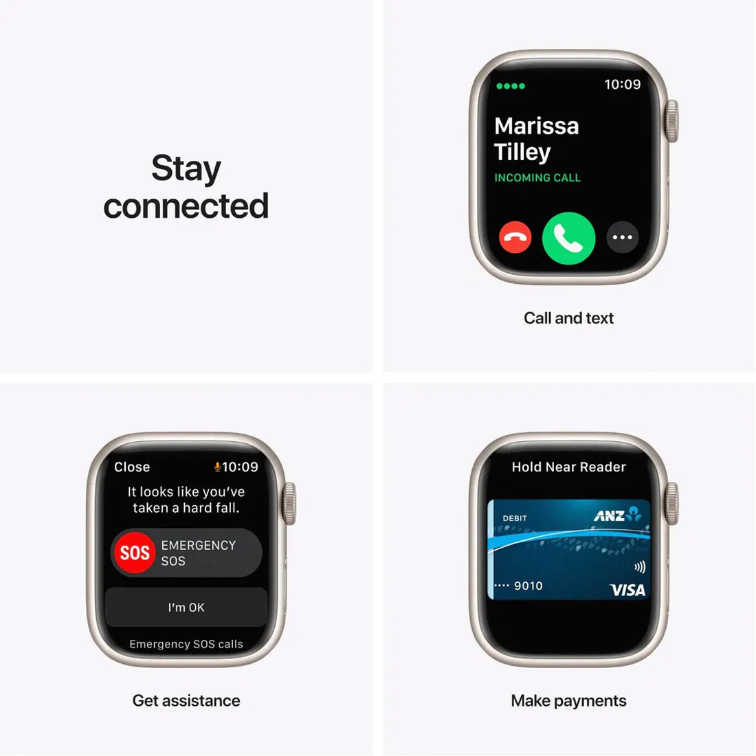 Apple Watch Series 7 45mm GPS   Cellular Aluminium Case With Sport Band - Starlight - Open Never Used - AU Version