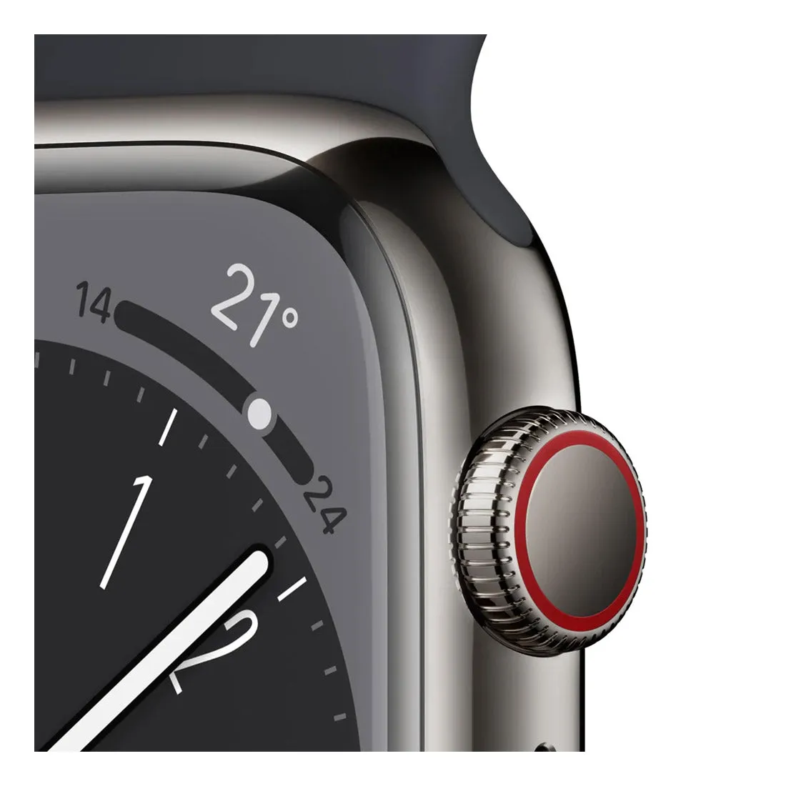 Apple Watch Series 8 45mm Stainless Steel Case w/ Midnight Sport Band GPS   Cellular - Graphite - Open Never Used - AU Version