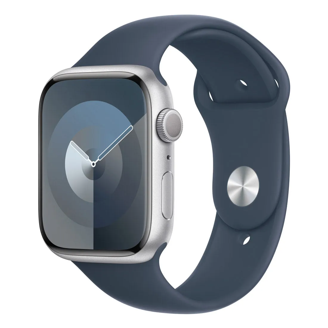 Apple Watch Series 9 41mm GPS   Cellular Silver Aluminium Case with Storm Blue Sport Band
