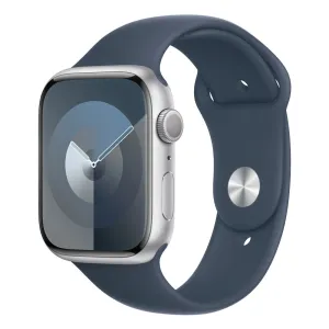 Apple Watch Series 9 41mm GPS   Cellular Silver Aluminium Case with Storm Blue Sport Band