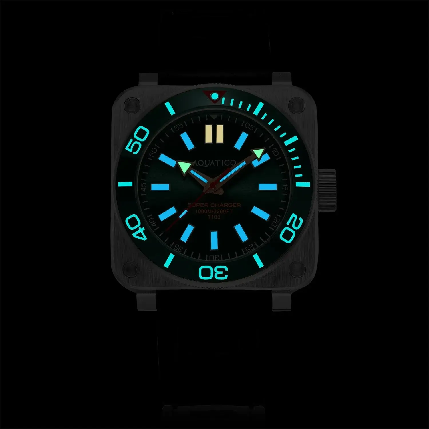 Aquatico Steel Man Blue Dial Ceramic Bezel Watch (SWISS MADE Sellita sw200-1) NO DATE