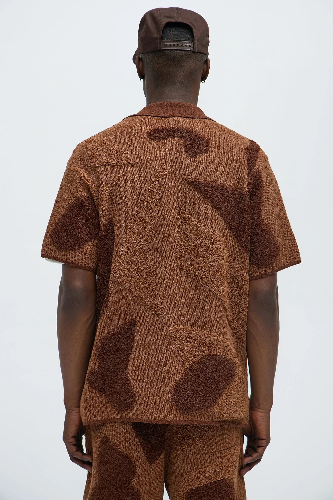 Auron Cuban Collar Knitted Shirt - Brown/combo