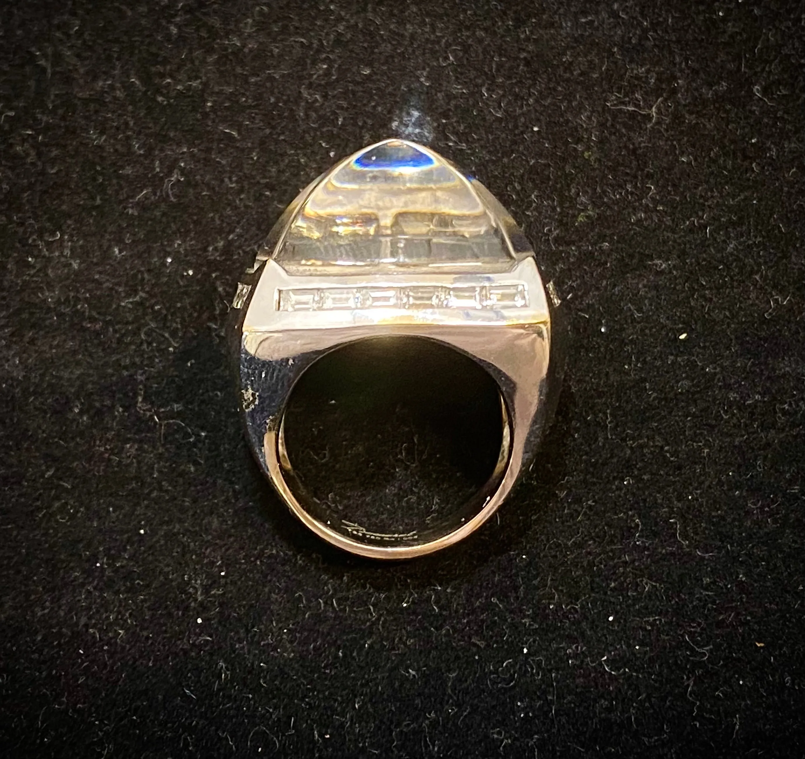 BACCARAT 18K White Gold with Sugarloaf Crystal & 24 Diamonds Ring - $40K Appraisal Value w/CoA}