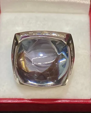 BACCARAT 18K White Gold with Sugarloaf Crystal & 24 Diamonds Ring - $40K Appraisal Value w/CoA}