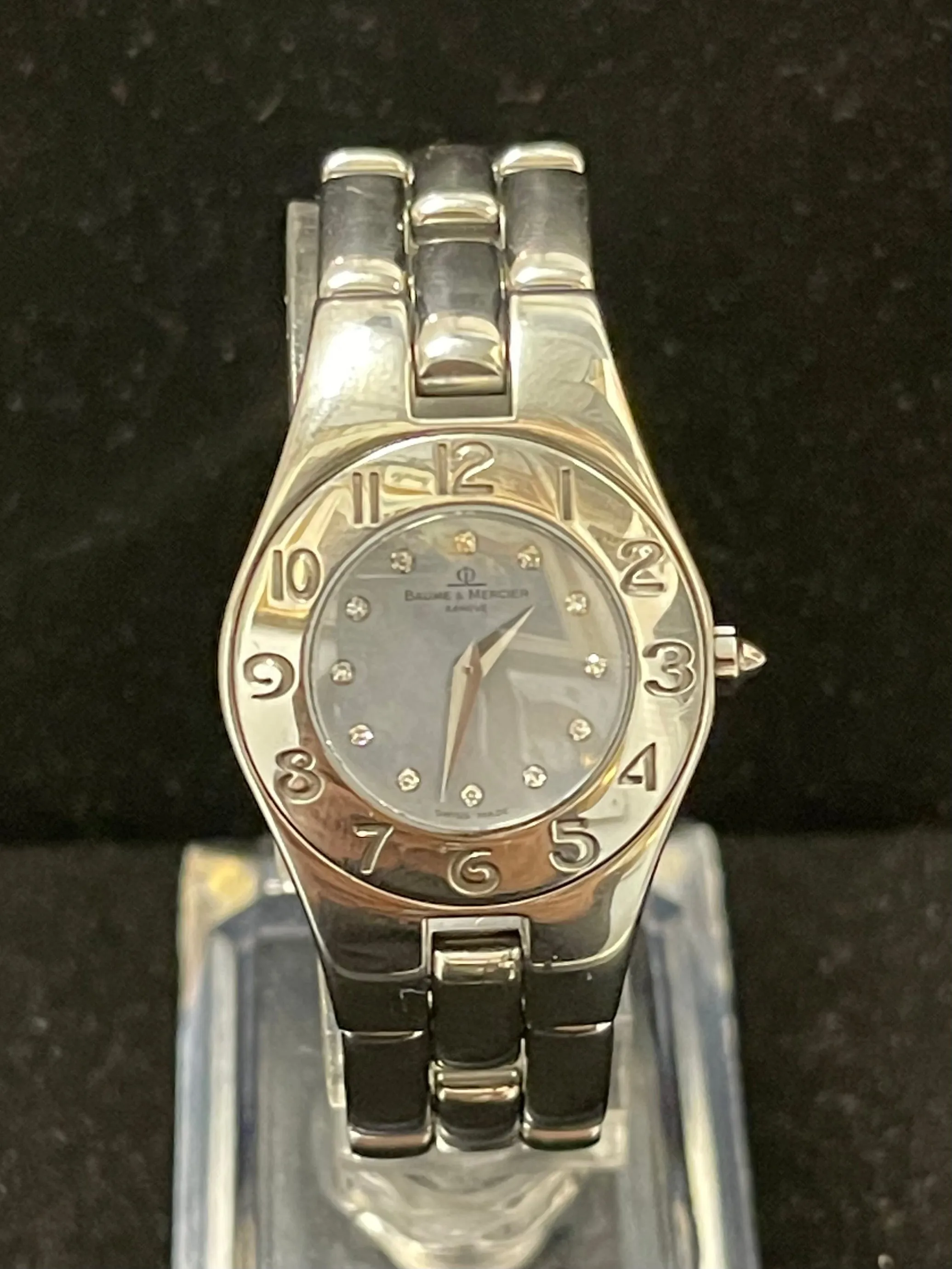 Baume & Mercier Blue MOP Dial w/ Diam in SS Ladies Wrist Watch - $6K APR w/ COA!