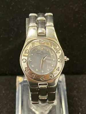 Baume & Mercier Blue MOP Dial w/ Diam in SS Ladies Wrist Watch - $6K APR w/ COA!