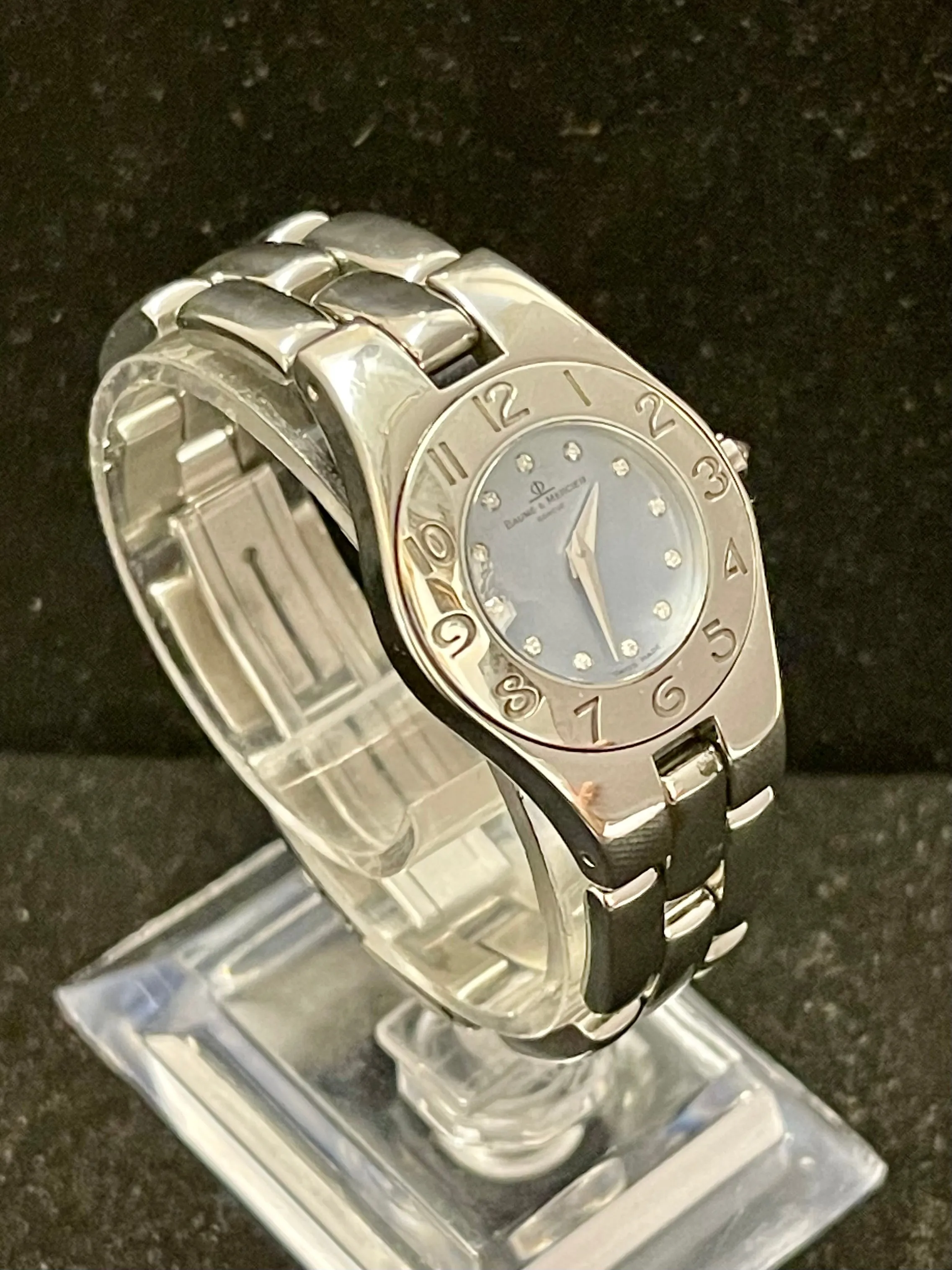 Baume & Mercier Blue MOP Dial w/ Diam in SS Ladies Wrist Watch - $6K APR w/ COA!