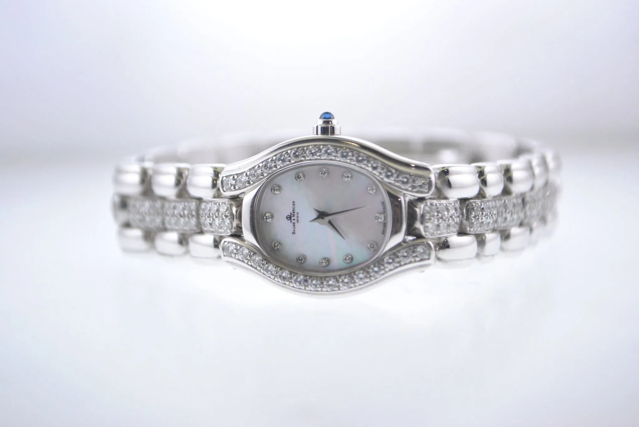 Baume & Mercier Lady's Wristwatch in 18K White Gold with Diamonds & Mother of Pearl Dial - $18K VALUE