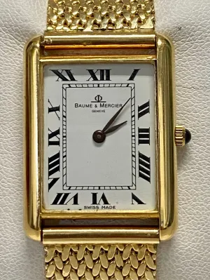 BAUME & MERCIER Men's 18K YG Cartier Tank Style Wristwatch - $30K APR w/ COA!!!!