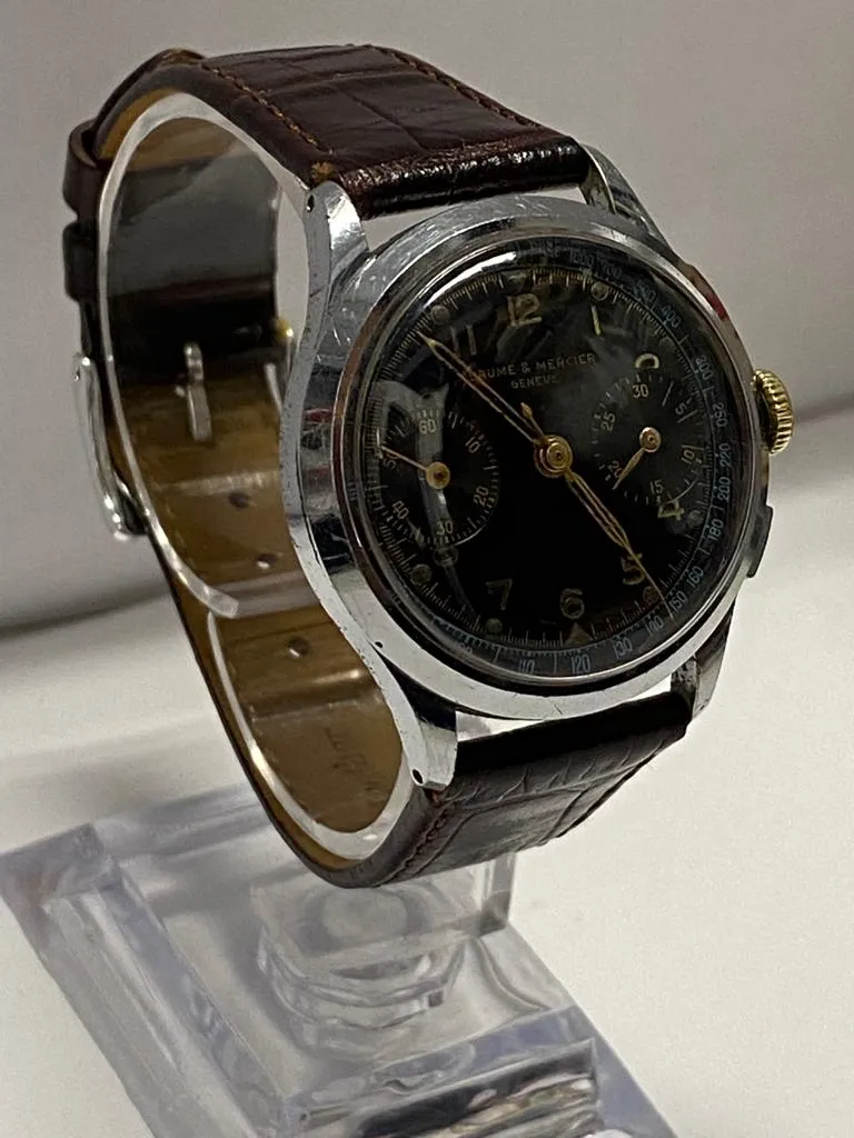 Baume & Mercier SS Circa 1940's Chronograph Unique Men's Watch- $15K APR w/ COA!