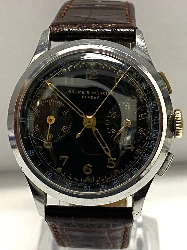 Baume & Mercier SS Circa 1940's Chronograph Unique Men's Watch- $15K APR w/ COA!