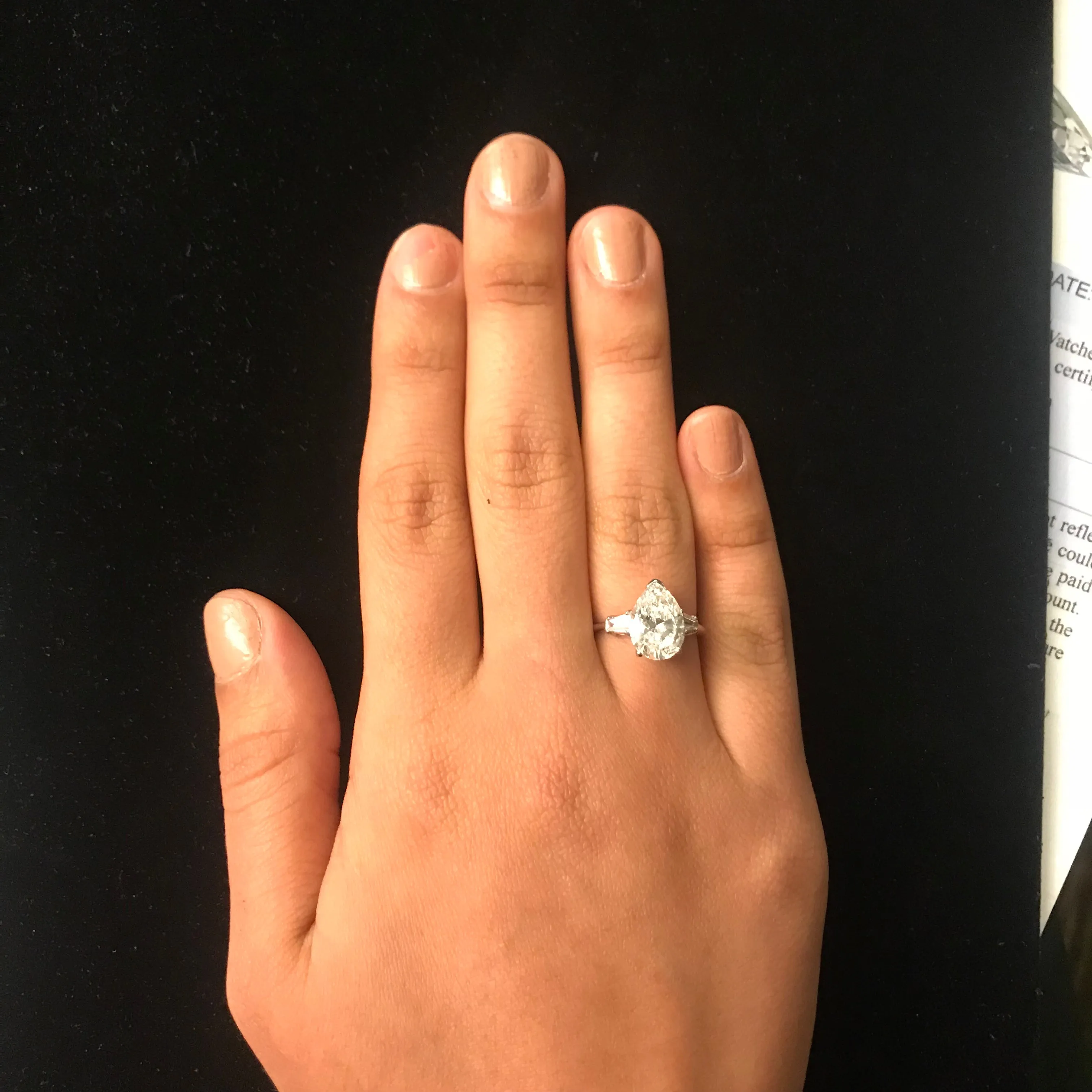 BEAUTIFUL 3-Diamond Pear Shaped Engagement Ring on Platinum - $95K Appraisal Value! ✓