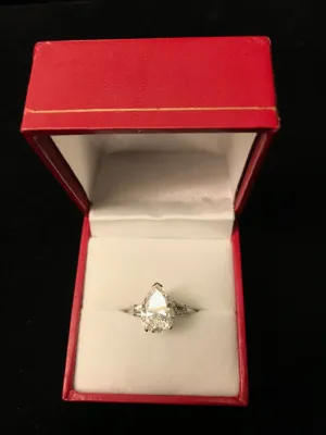 BEAUTIFUL 3-Diamond Pear Shaped Engagement Ring on Platinum - $95K Appraisal Value! ✓